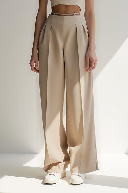 Pantaloni palazzo con cintura sottile | Pinces eleganti | Design sofisticato