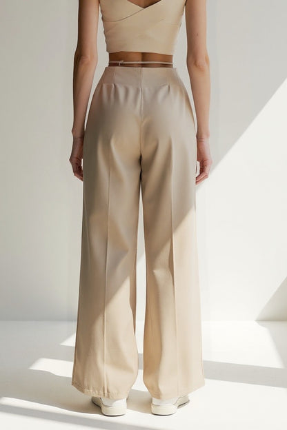 Pantaloni palazzo con cintura sottile | Pinces eleganti | Design sofisticato