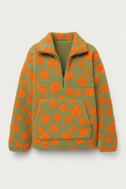 Pullover floreale con zip corta | Vestibilità comoda | Look casual