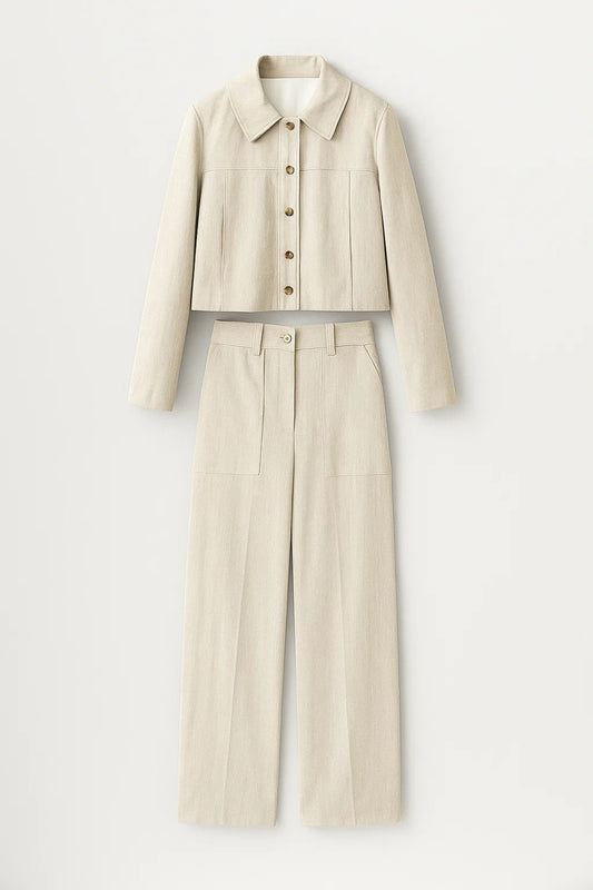 Set con giacca corta e pantaloni larghi | Stile pulito e contemporaneo