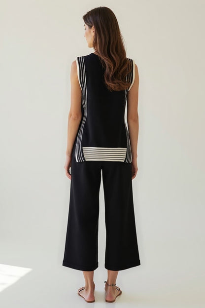 Set coordinata estivo in maglia leggera | Top smanicato e pantaloni culotte