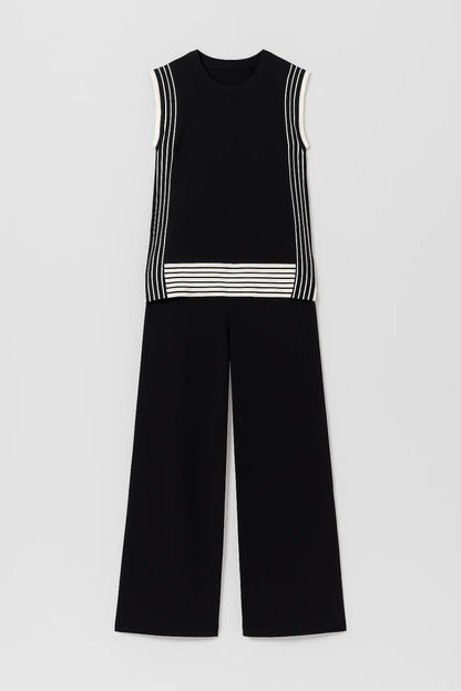 Set coordinata estivo in maglia leggera | Top smanicato e pantaloni culotte
