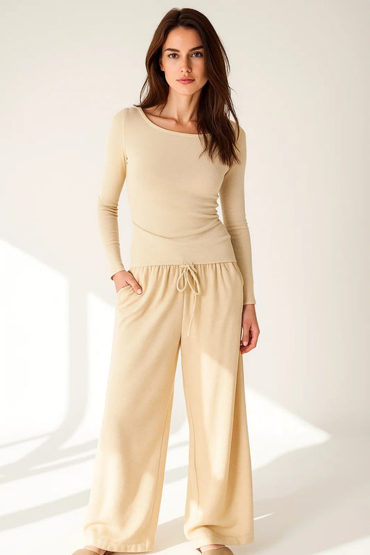 Set coordinata in maglia fluida | Maglia a maniche lunghe e pantaloni larghi