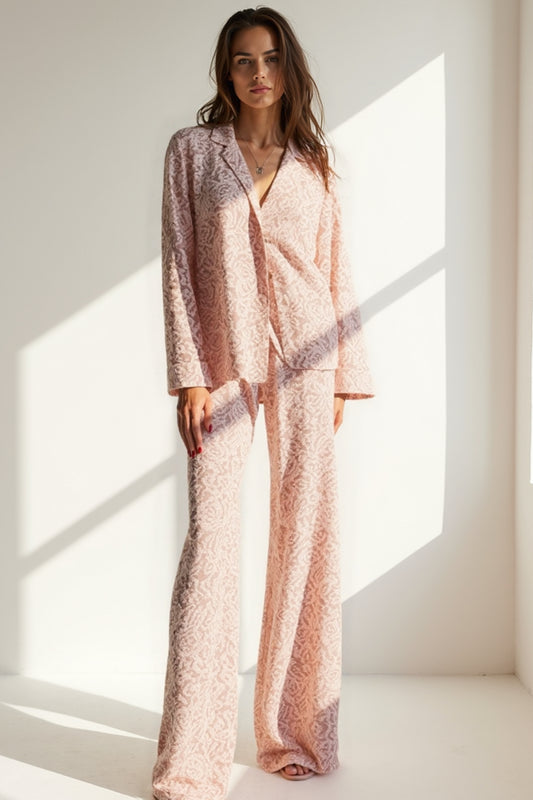 Set coordinato trasparente con fantasia floreale | Camicia e pantaloni ampi