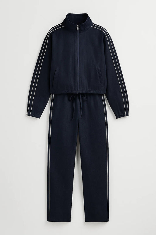 Set due pezzi con giacca sportiva e pantaloni a gamba dritta
