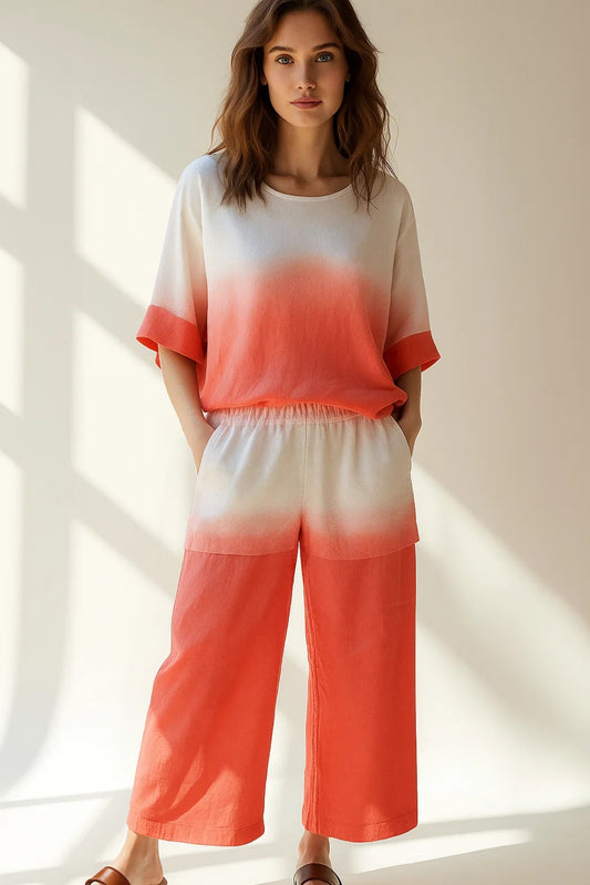 Set estivo in cotone leggero | Maglia ampia e pantaloni culotte