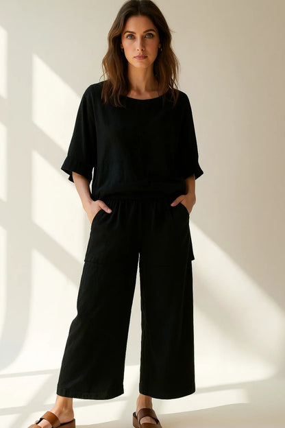 Set estivo in cotone leggero | Maglia ampia e pantaloni culotte