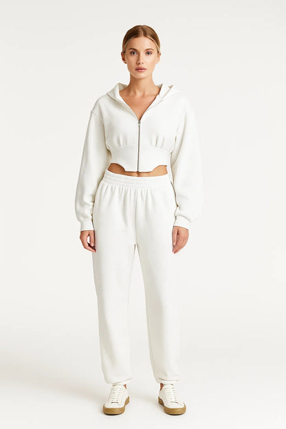 Set loungewear con felpa corta e pantaloni jogger | Stile comodo e moderno