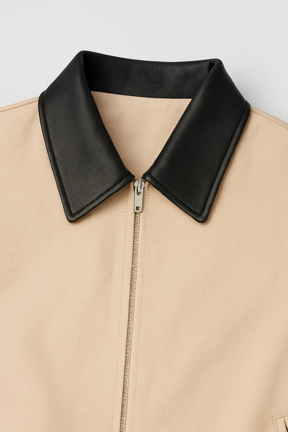 Giacca corta con zip e colletto a contrasto | Stile minimal ed elegante
