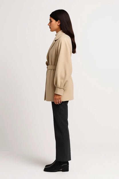 Cappotto Corto con Cintura | Eleganza Classica | Maniche a Palloncino