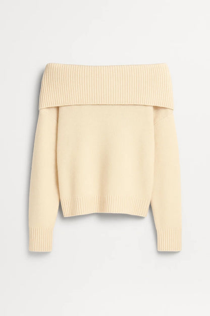 Maglione con spalle scoperte | Collo ampio a coste | Elegante e femminile
