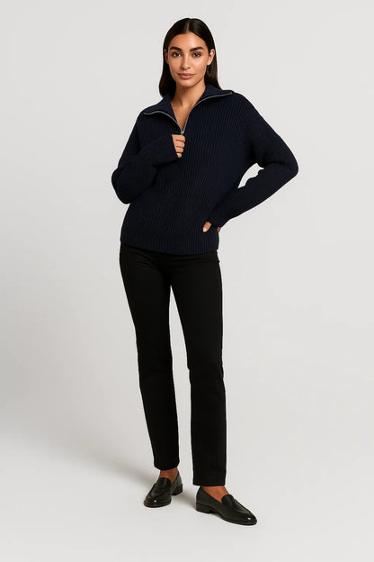 Maglione in maglia grossa con zip | Collo alto