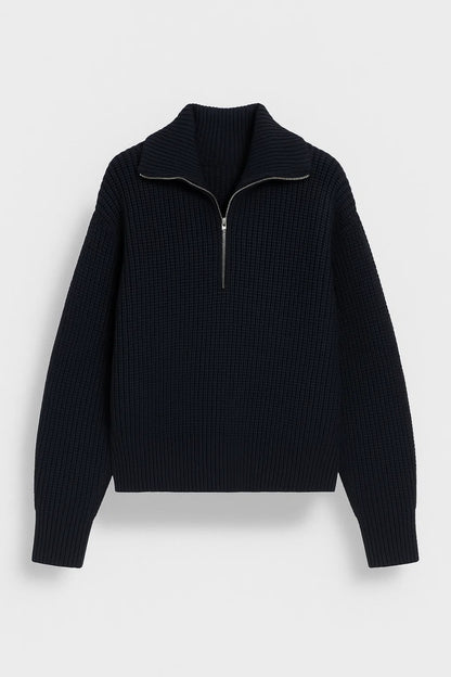 Maglione in maglia grossa con zip | Collo alto