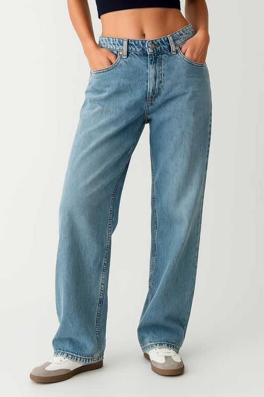 Jeans a gamba larga a vita media | Stile casual e rilassato