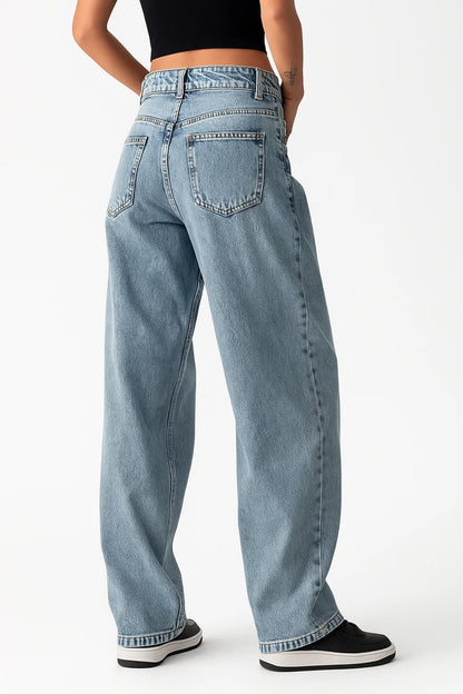 Jeans a gamba larga a vita media | Stile casual e rilassato