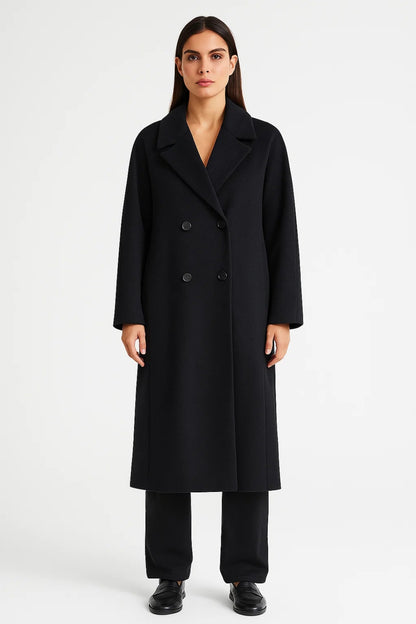 Cappotto lungo doppiopetto con revers classici