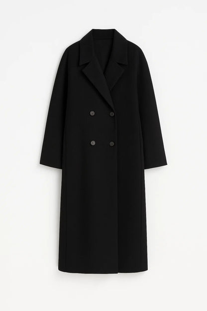 Cappotto lungo doppiopetto con revers classici