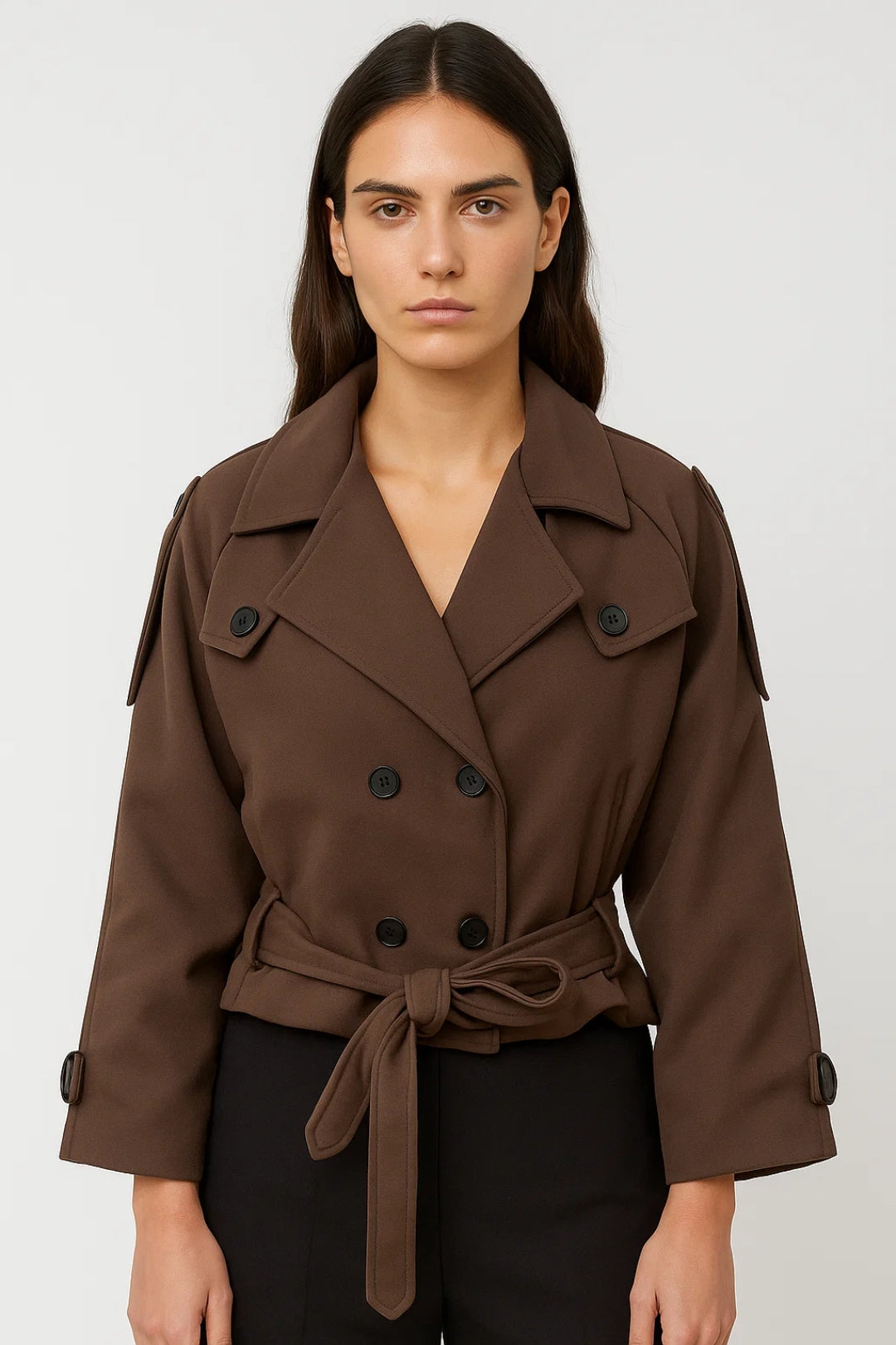 Trench corto doppiopetto con cintura | Eleganza essenziale