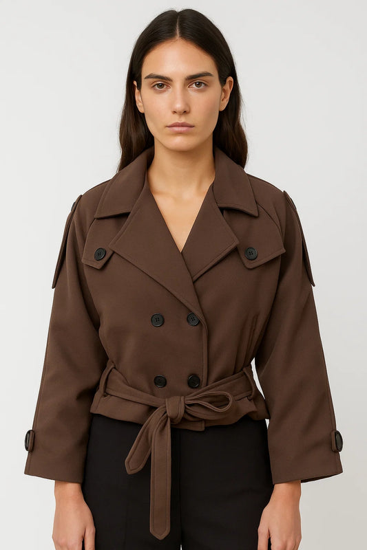 Trench corto doppiopetto con cintura | Eleganza essenziale
