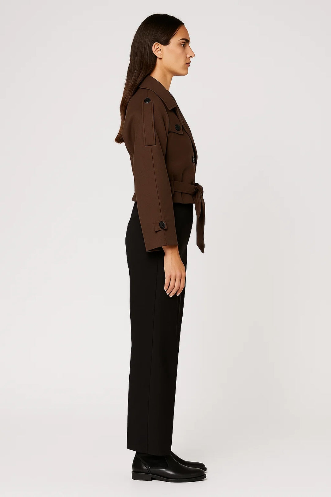 Trench corto doppiopetto con cintura | Eleganza essenziale