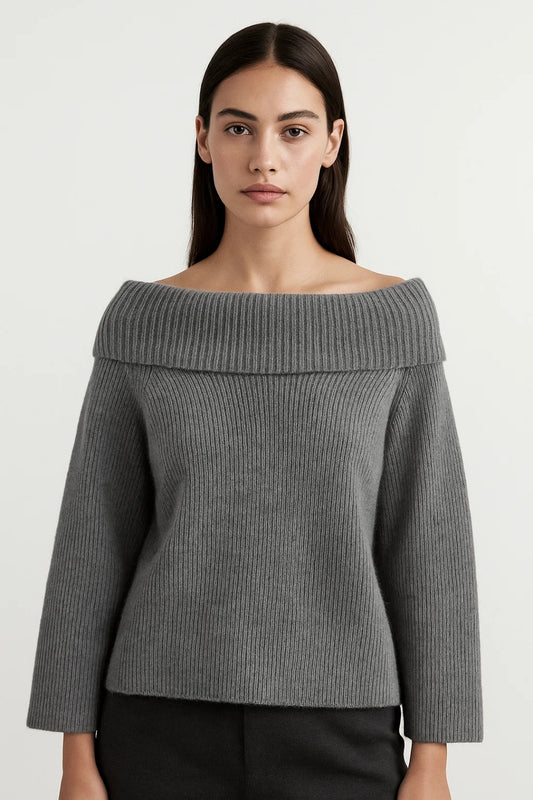 Maglione elegante con scollo a barca e maniche lunghe