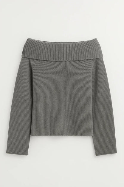 Maglione elegante con scollo a barca e maniche lunghe