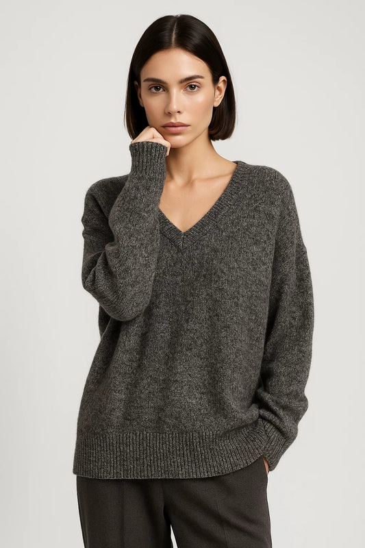 Maglione morbido con scollo a V e maniche lunghe