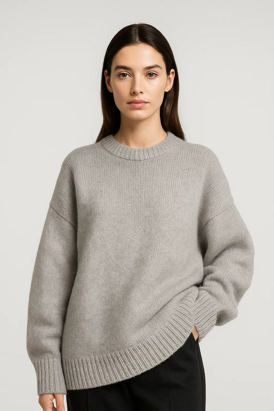 Maglione ampio a girocollo con maniche lunghe