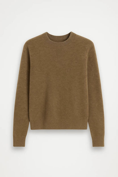 Maglione minimal con girocollo e finiture a costine