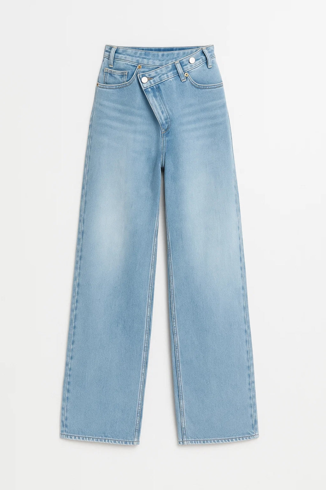 Jeans a gamba larga con chiusura asimmetrica | Vita alta | Denim blu scuro o chiaro